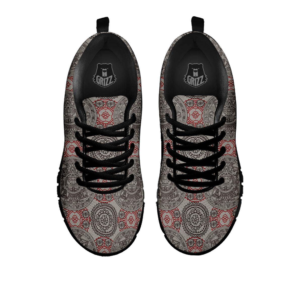 Calendar Aztec Doodle Print Pattern Black Sneaker-grizzshop