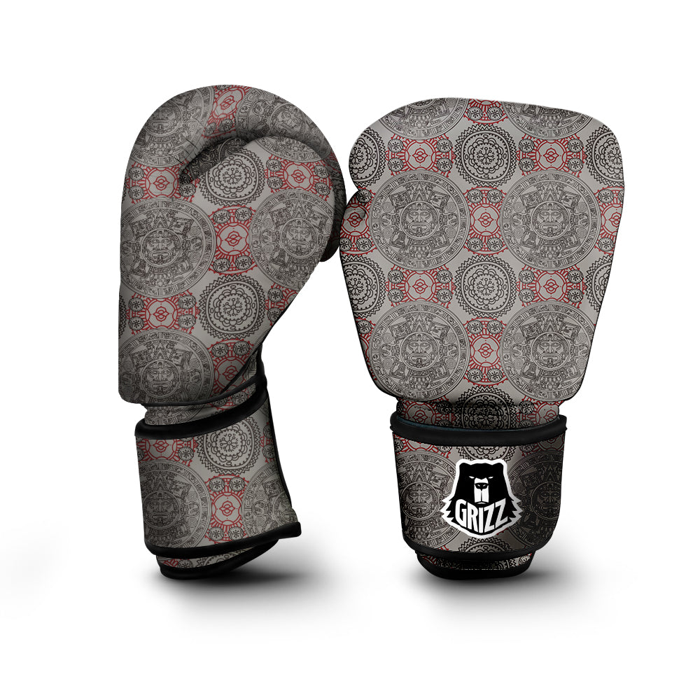 Calendar Aztec Doodle Print Pattern Boxing Gloves-grizzshop