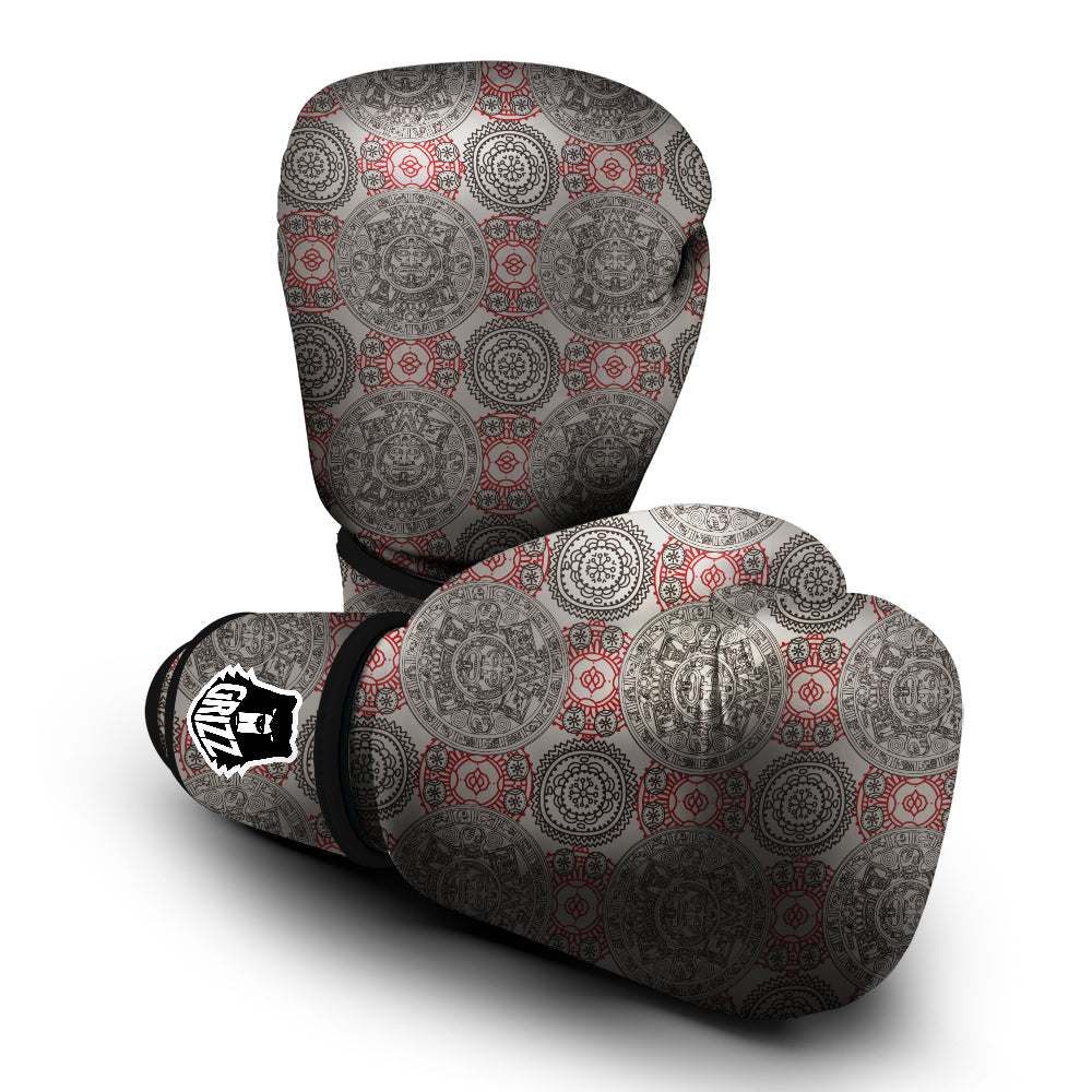 Calendar Aztec Doodle Print Pattern Boxing Gloves-grizzshop