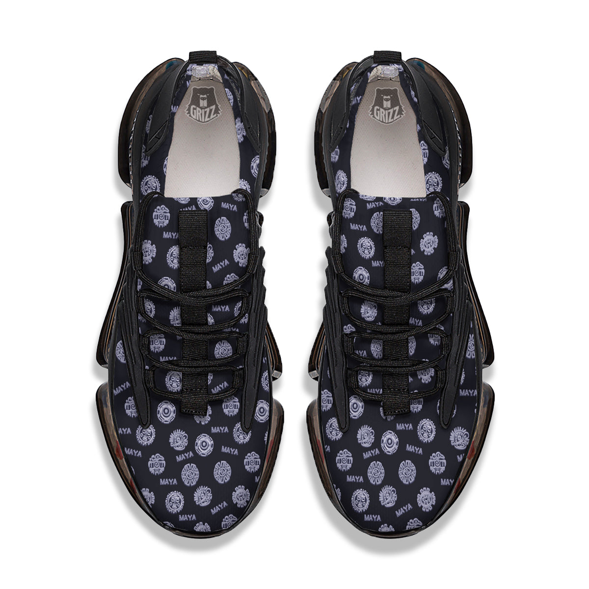 Calendar Aztec Maya Exotic Print Pattern Black Gym Shoes-grizzshop