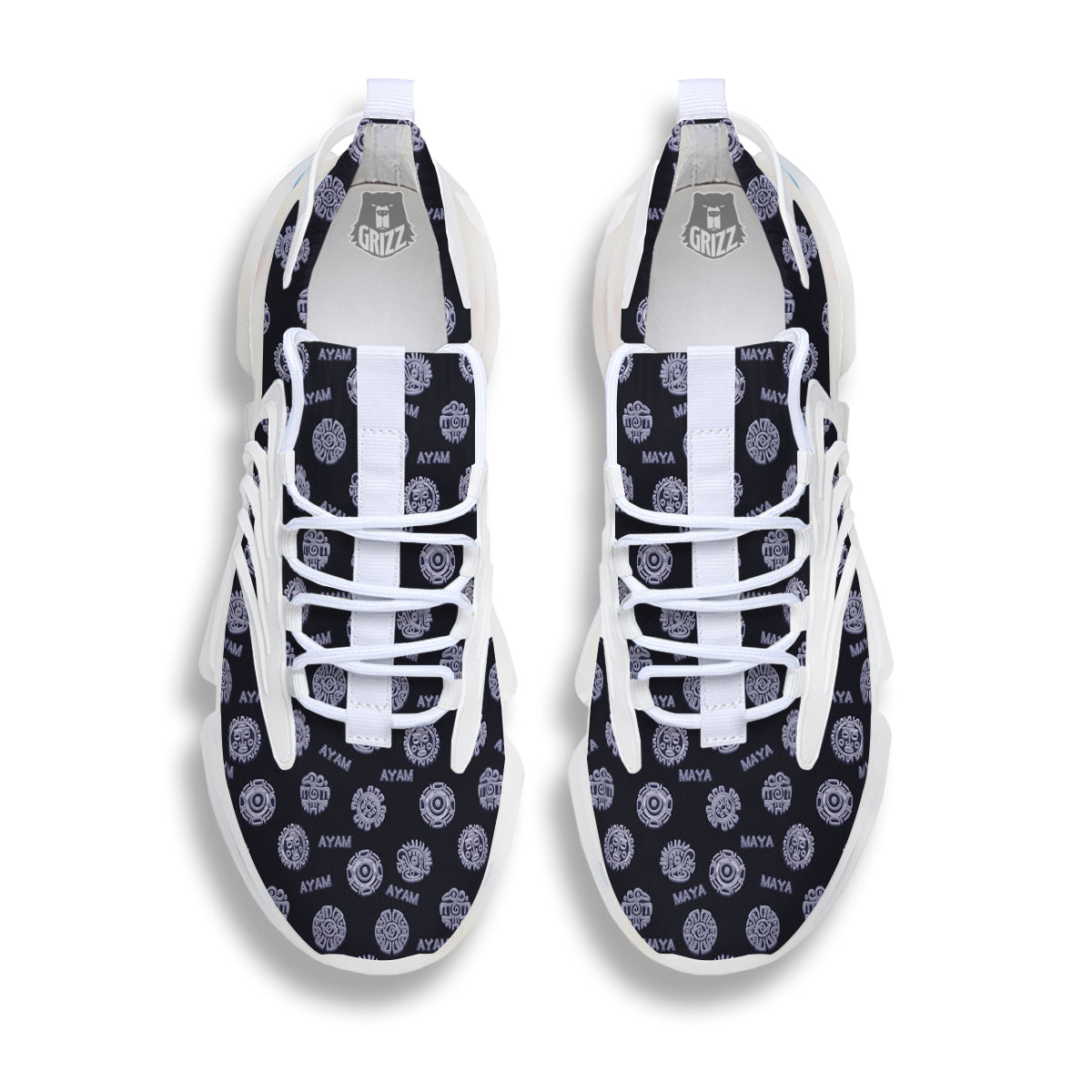 Calendar Aztec Maya Exotic Print Pattern White Gym Shoes-grizzshop
