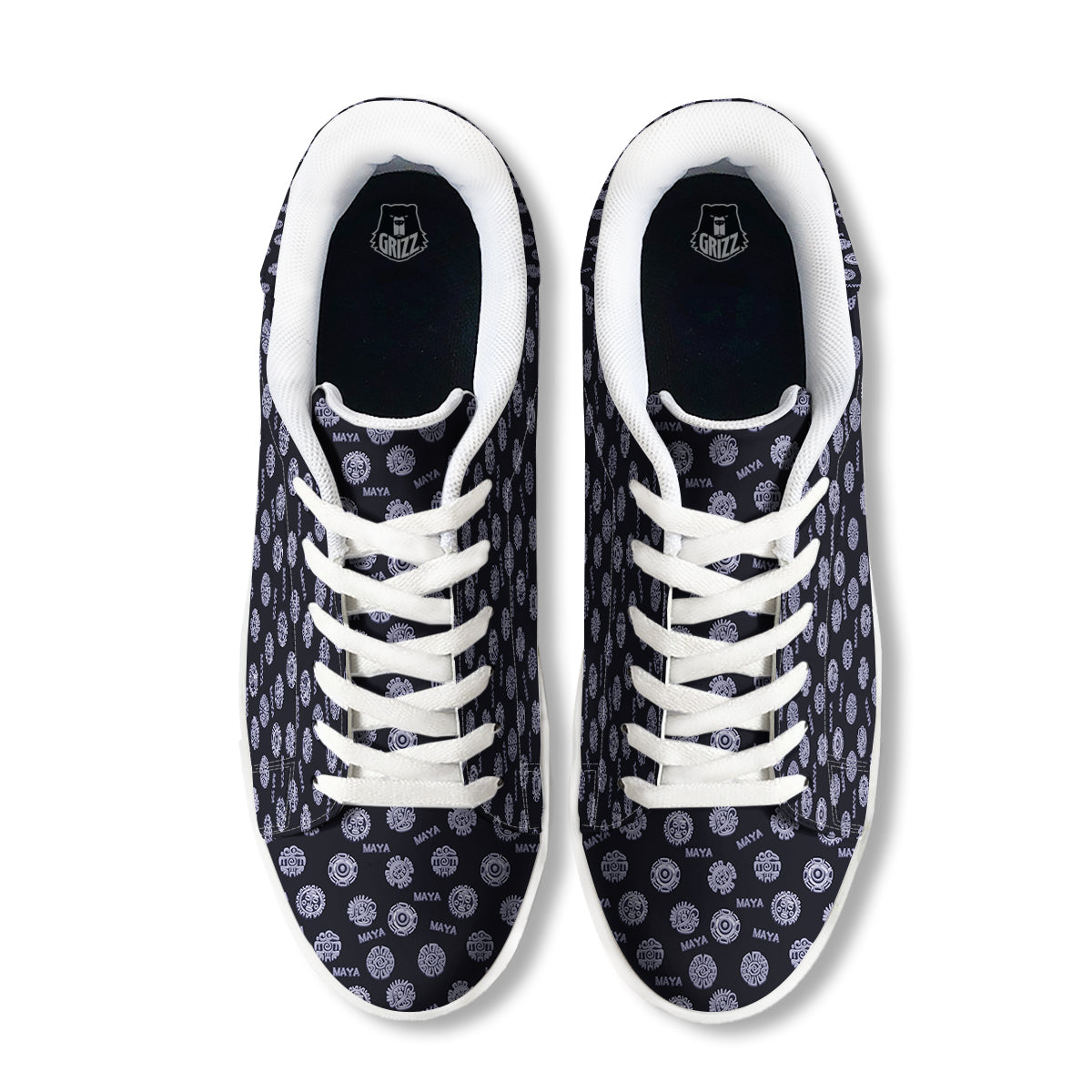 Calendar Aztec Maya Exotic Print Pattern White Low Top Sneakers-grizzshop