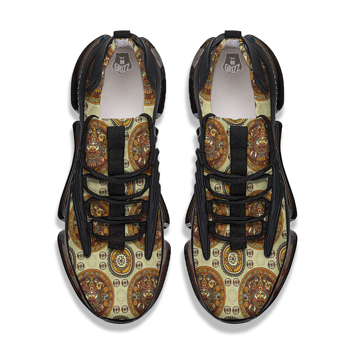 Calendar Aztec Vintage Print Pattern Black Gym Shoes-grizzshop