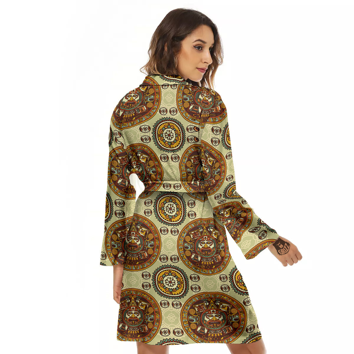 Calendar Aztec Vintage Print Pattern Women's Robe-grizzshop