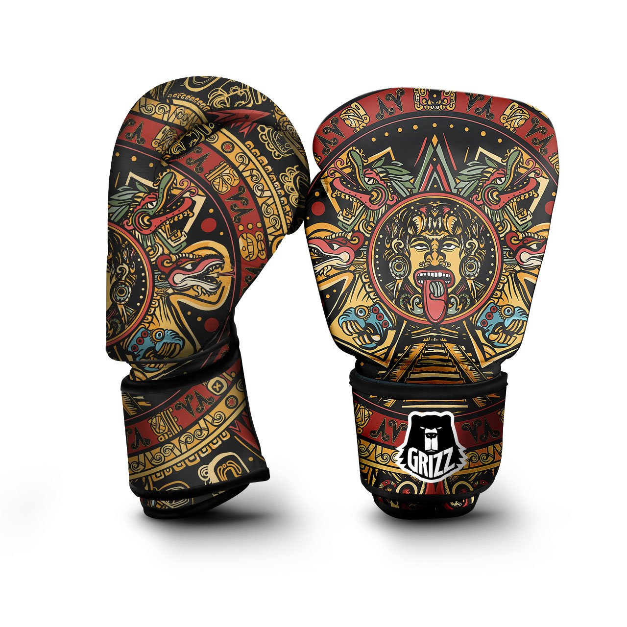 Calendar Mayan Print Boxing Gloves-grizzshop