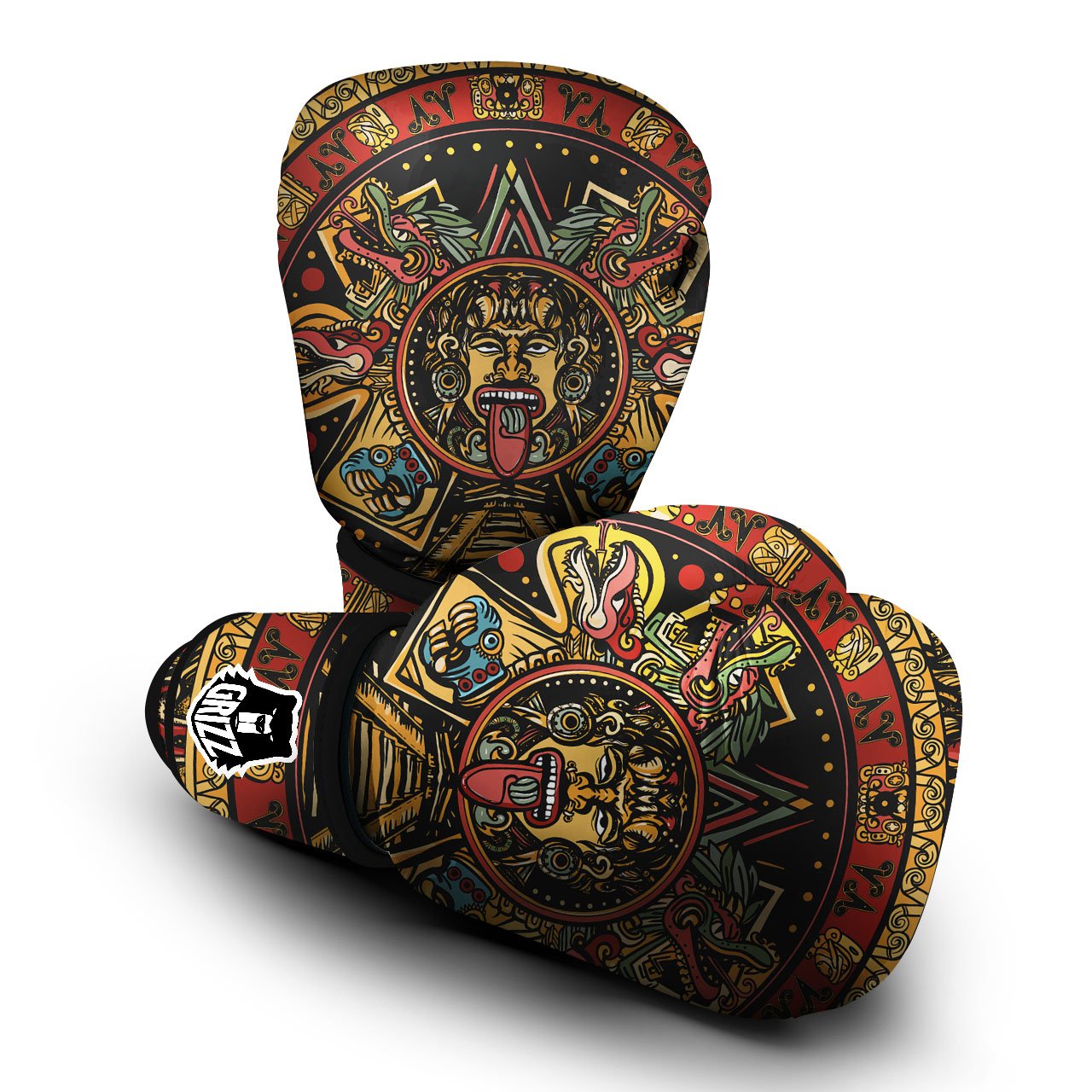 Calendar Mayan Print Boxing Gloves-grizzshop
