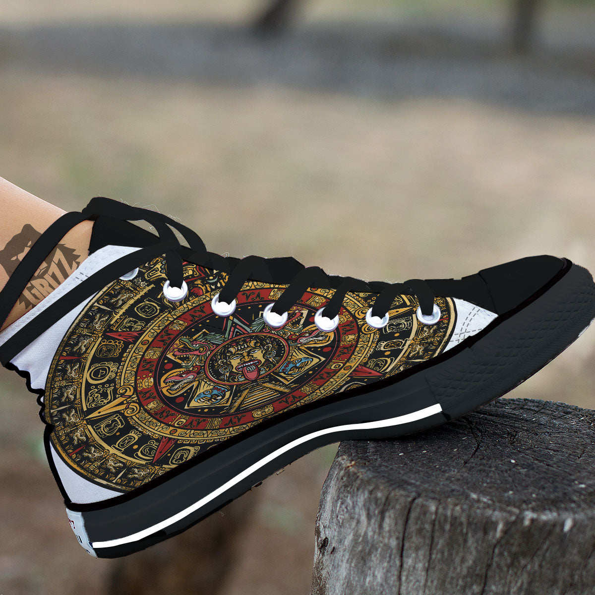 Calendar Mayan Print High Top Shoes-grizzshop