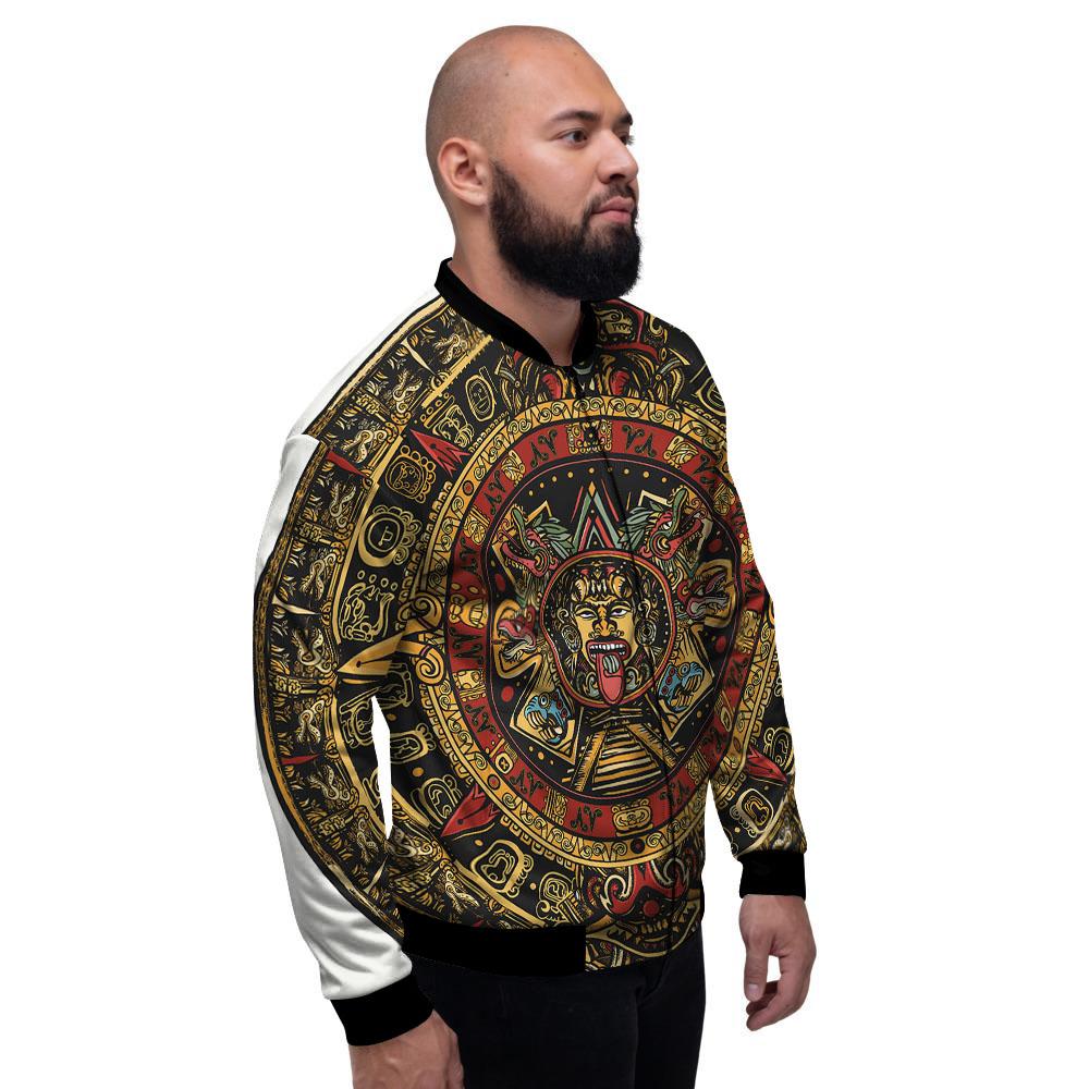 Calendar Mayan Print Men's Bomber Jacket-grizzshop