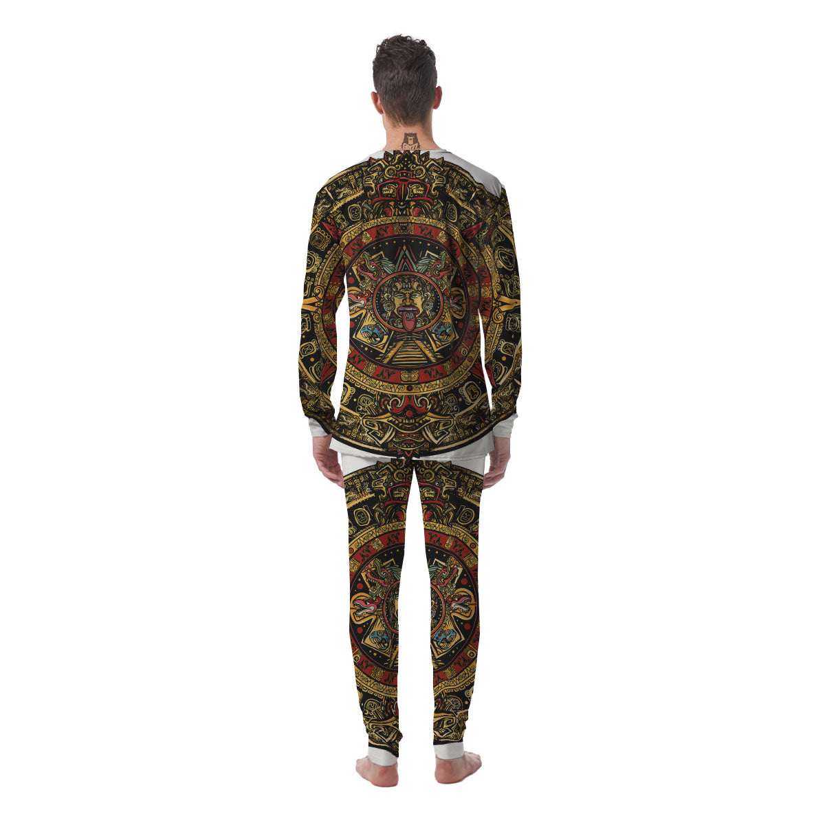Calendar Mayan Print Men's Pajamas-grizzshop