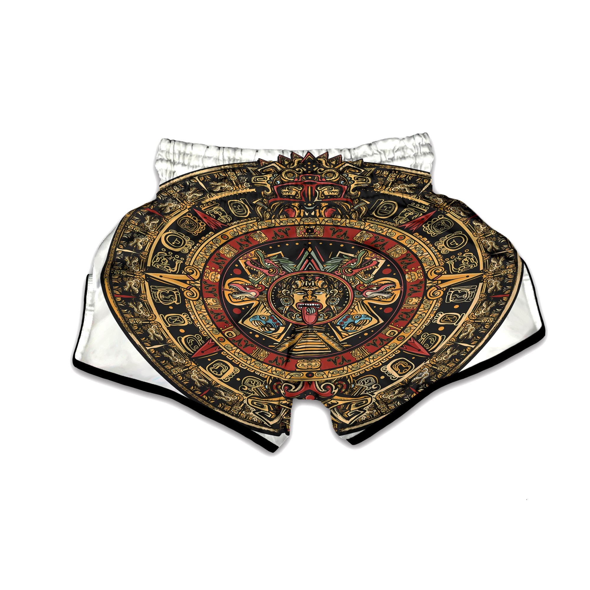 Calendar Mayan Print Muay Thai Boxing Shorts-grizzshop