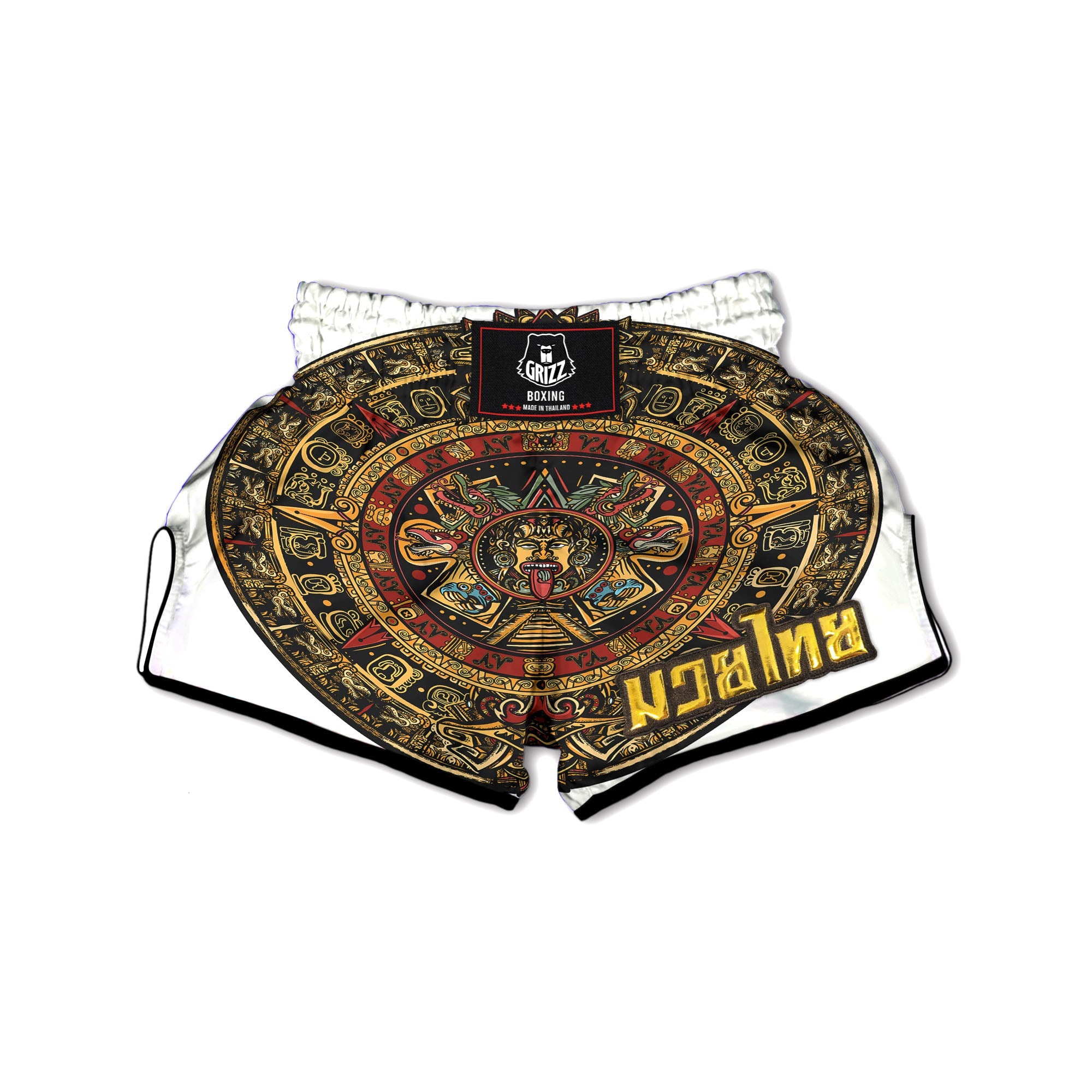 Calendar Mayan Print Muay Thai Boxing Shorts-grizzshop