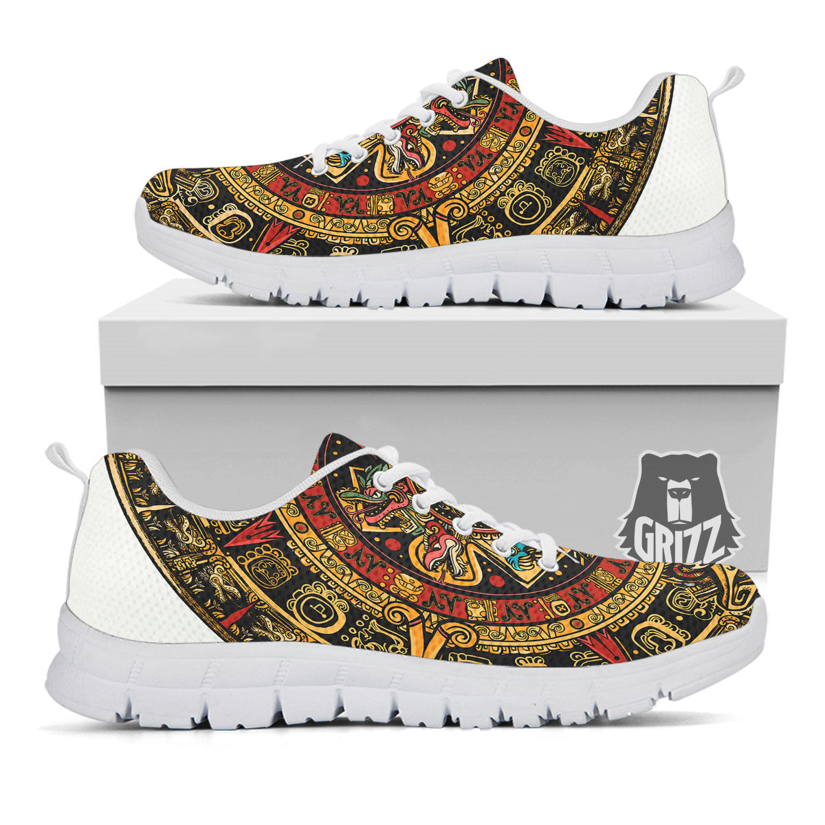 Calendar Mayan Print White Sneaker-grizzshop