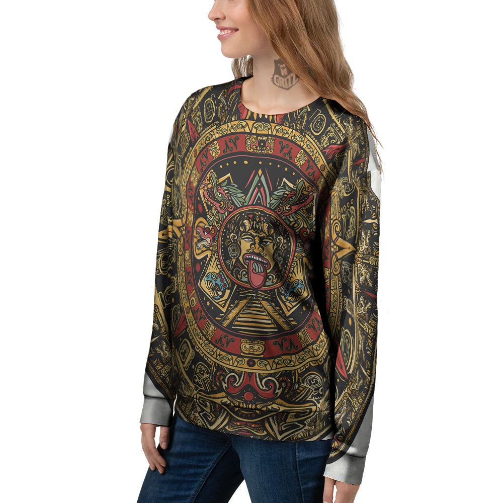 Calendar Mayan Print Women's Sweatshirt-grizzshop
