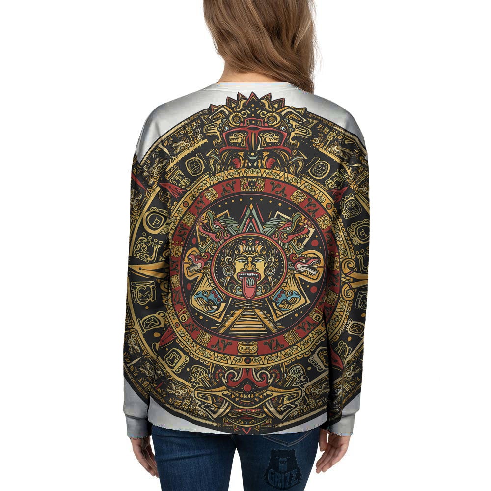 Calendar Mayan Print Women's Sweatshirt-grizzshop