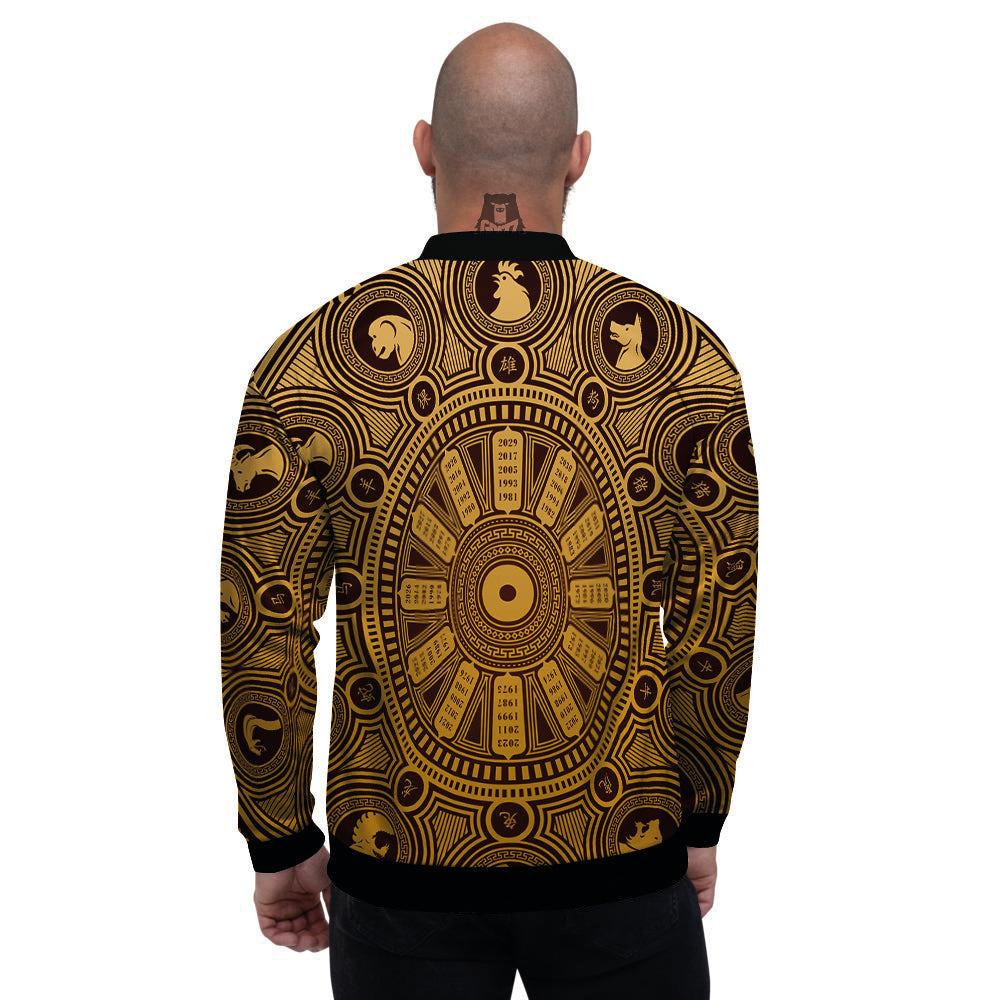 Calendar Signs Chinese Zodiac Print Men's Bomber Jacket-grizzshop