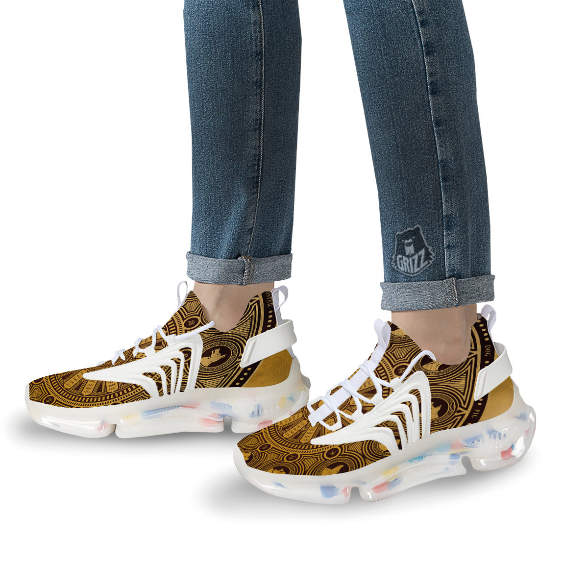 Calendar Signs Chinese Zodiac Print White Gym Shoes-grizzshop