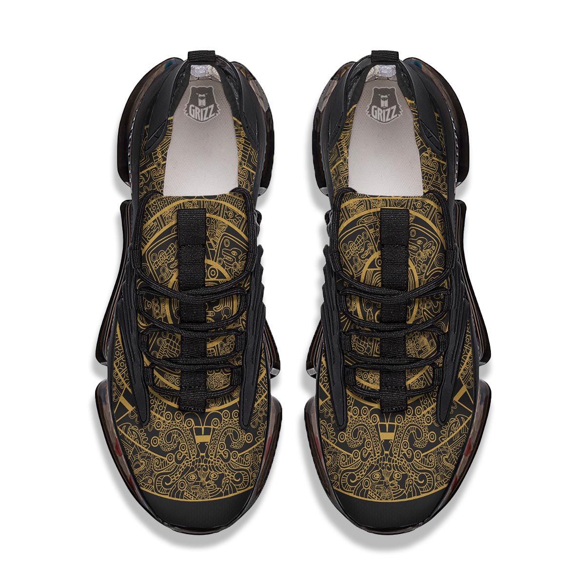 Calendar Tribal Maya Print Black Gym Shoes-grizzshop