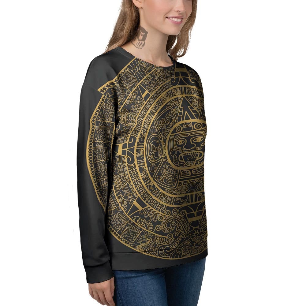 Calendar Tribal Maya Print Women's Sweatshirt-grizzshop