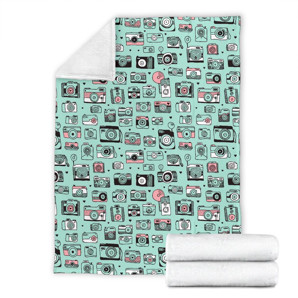 Camera Pastel Pattern Print Blanket-grizzshop