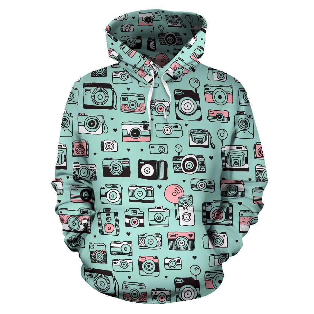 Camera Pastel Pattern Print Women Men Pullover Hoodie-grizzshop
