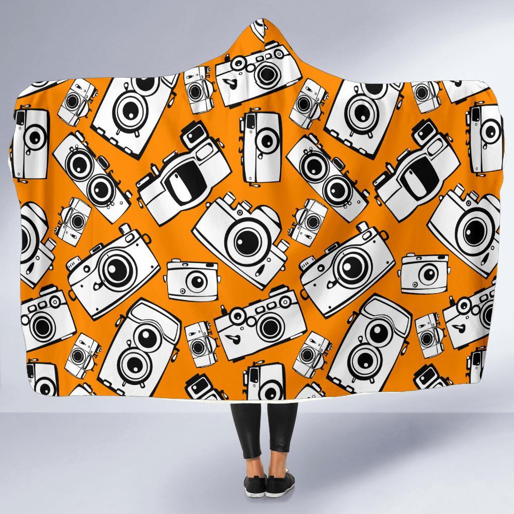 Camera Pattern Print Hooded Blanket-grizzshop