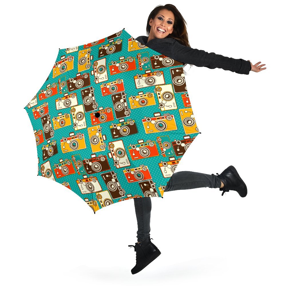 Camera Print Pattern Automatic Foldable Umbrella-grizzshop