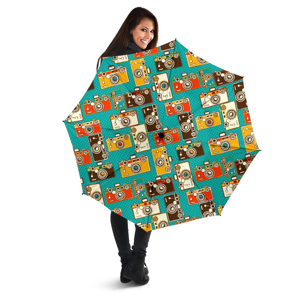 Camera Print Pattern Automatic Foldable Umbrella-grizzshop