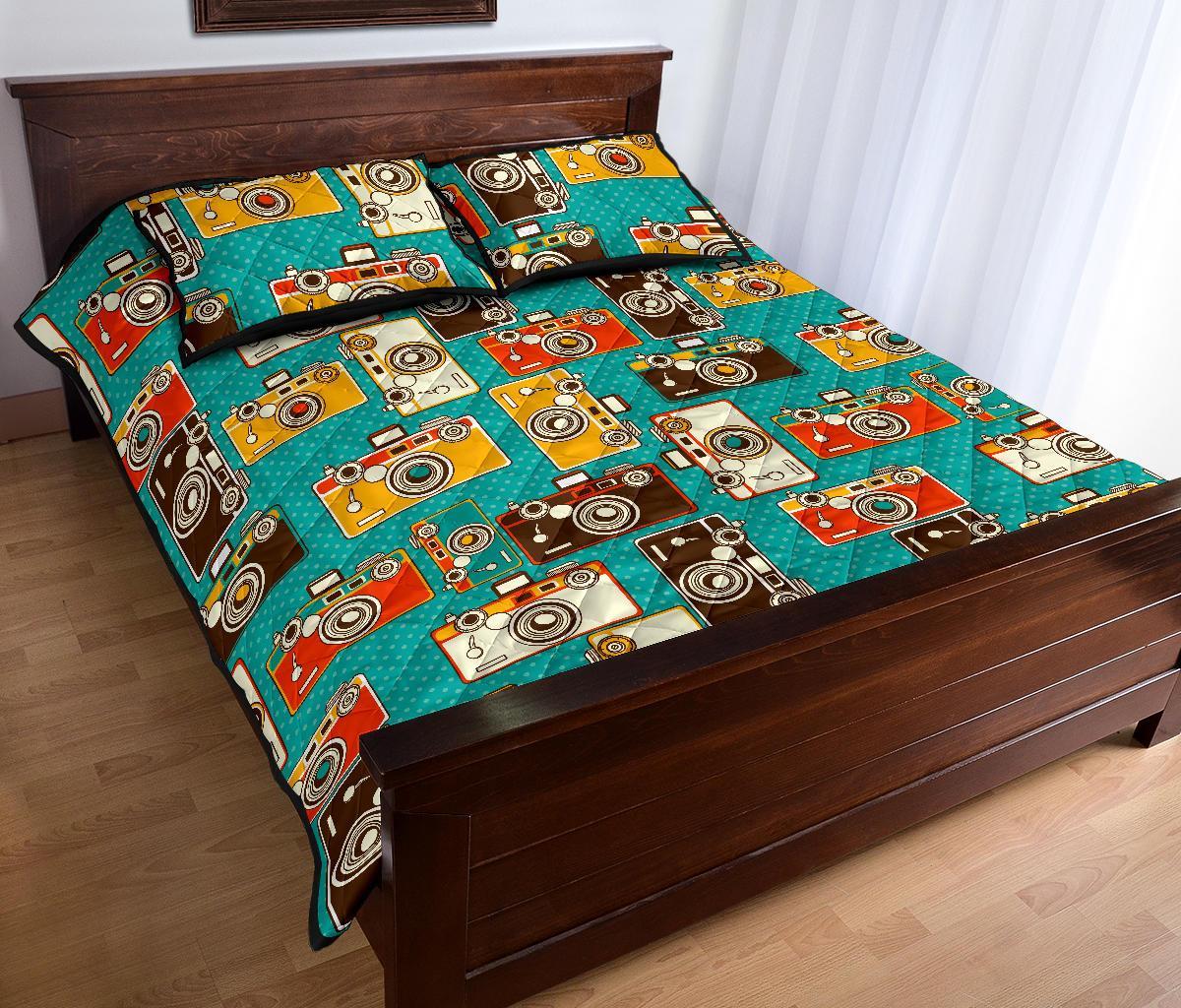 Camera Print Pattern Bed Set Quilt-grizzshop