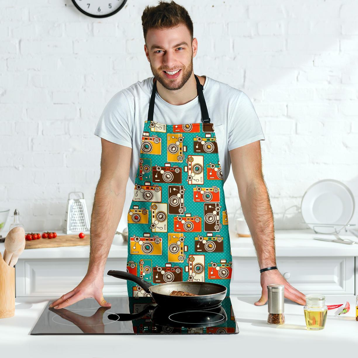 Camera Print Pattern Men's Apron-grizzshop