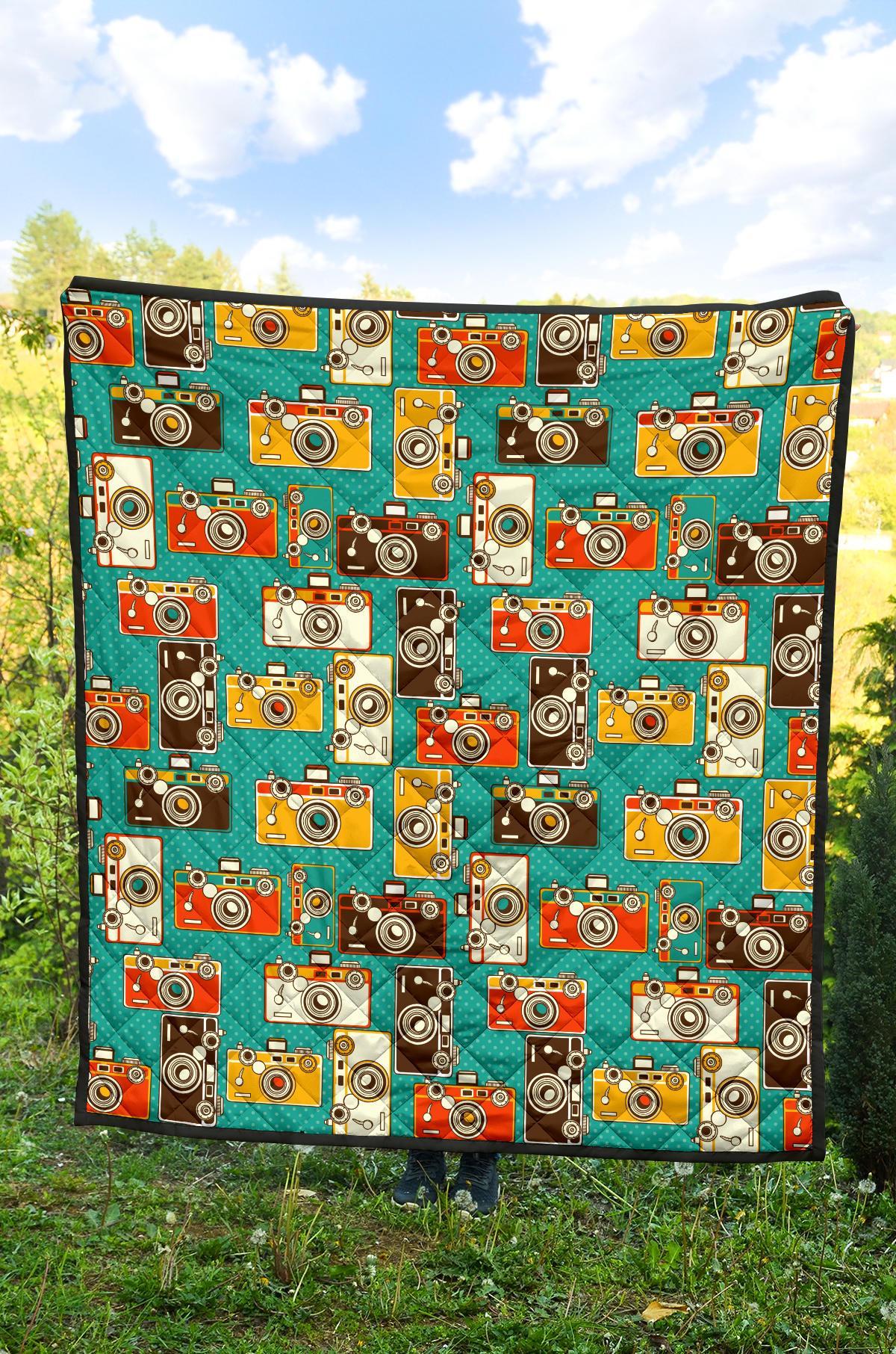 Camera Print Pattern Quilt-grizzshop