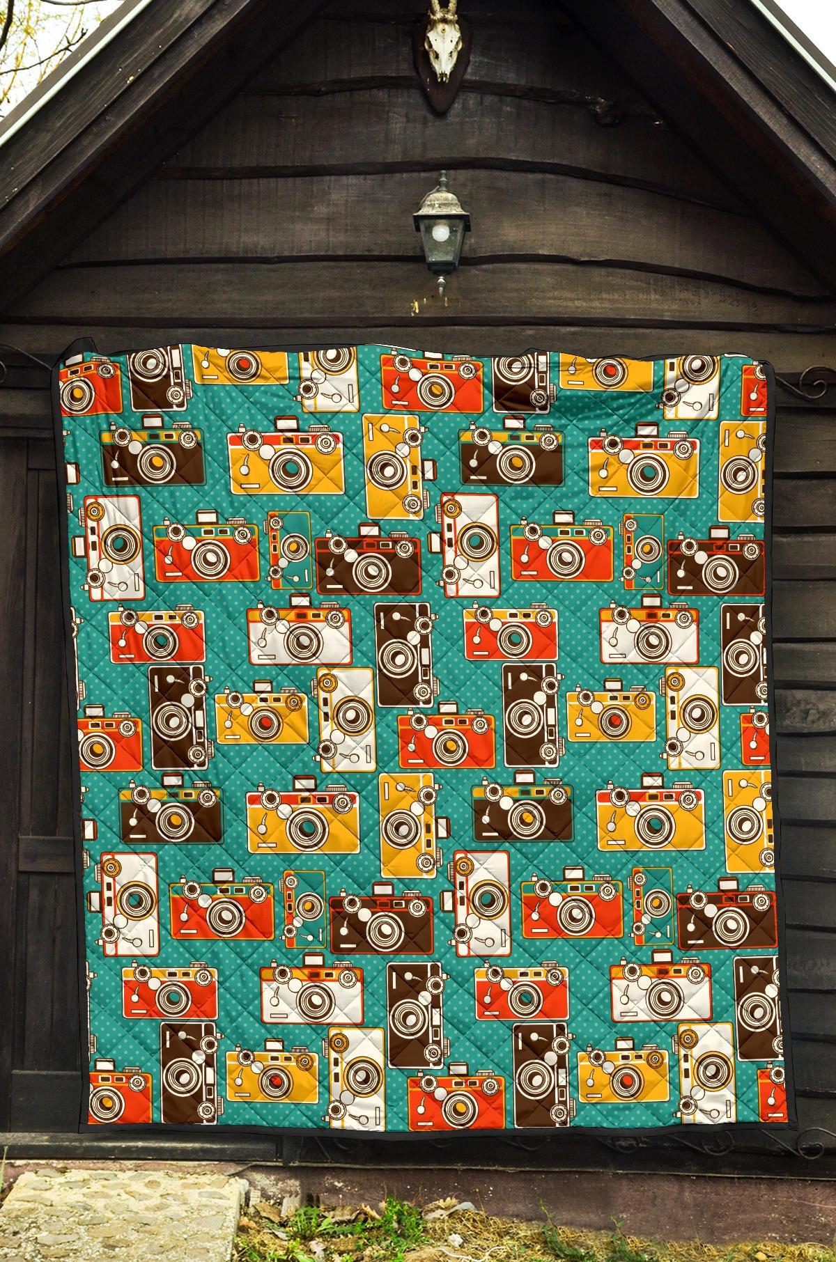 Camera Print Pattern Quilt-grizzshop