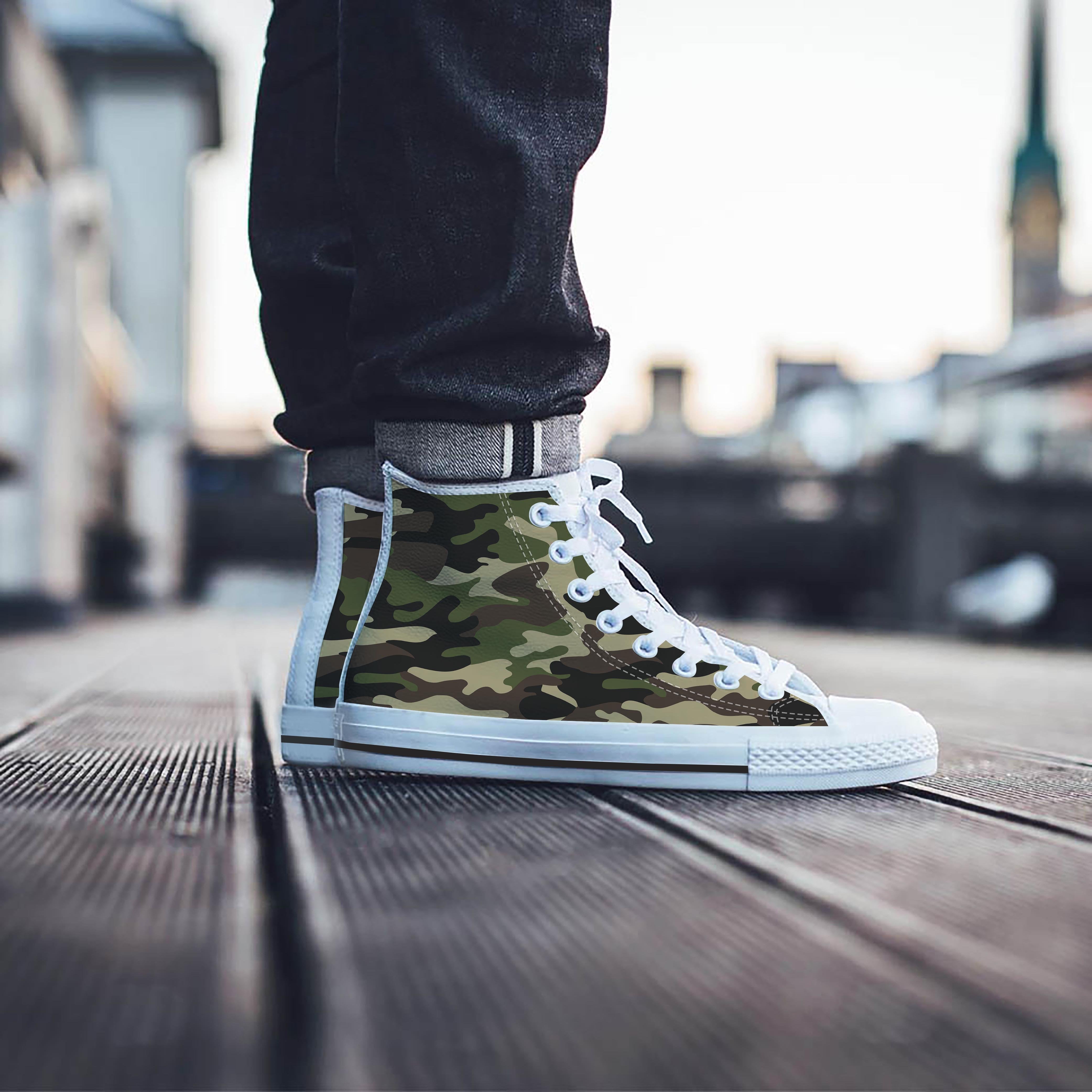 Camo Camouflage Print Men's High Top Shoes-grizzshop