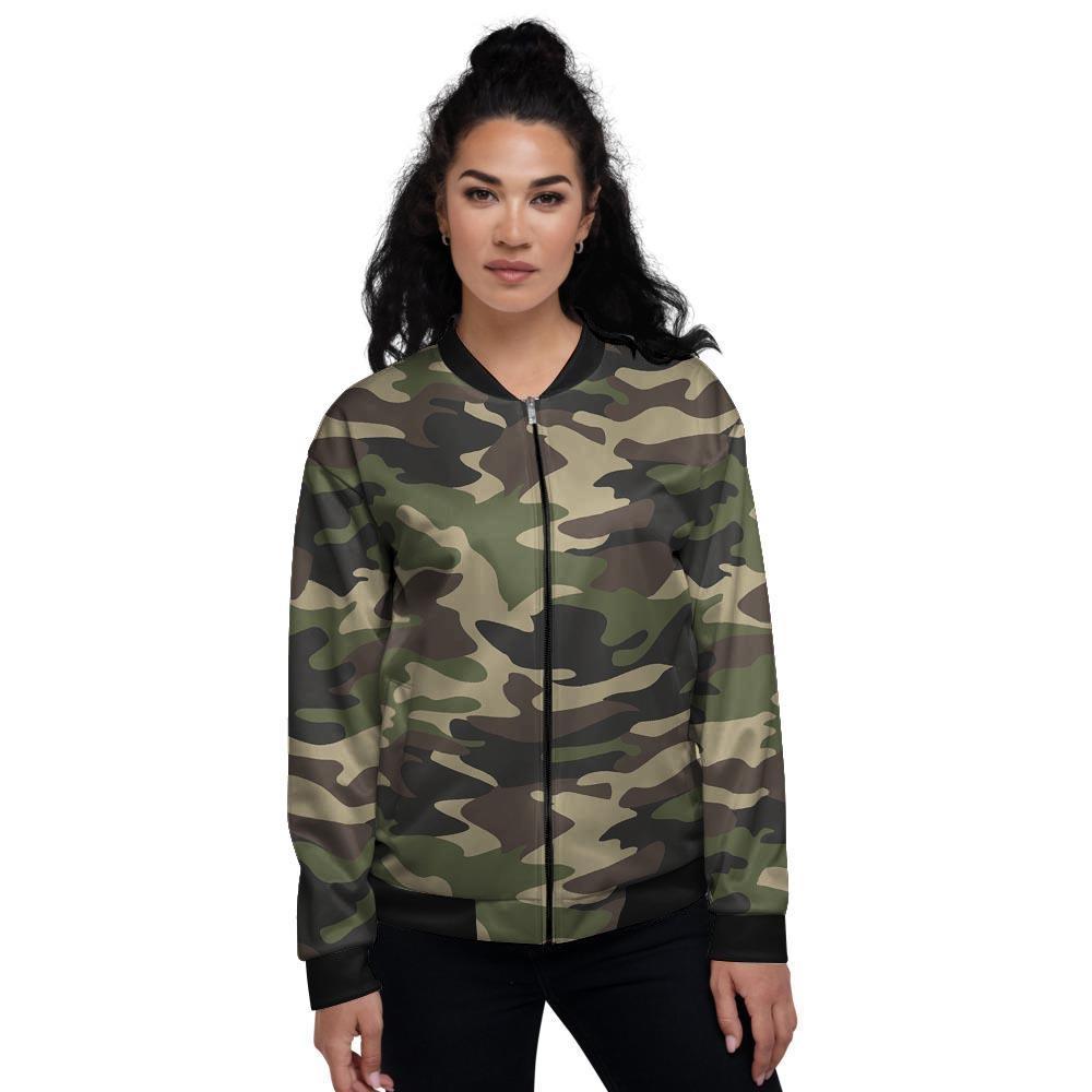 Camo Camouflage Print Women's Bomber Jacket-grizzshop