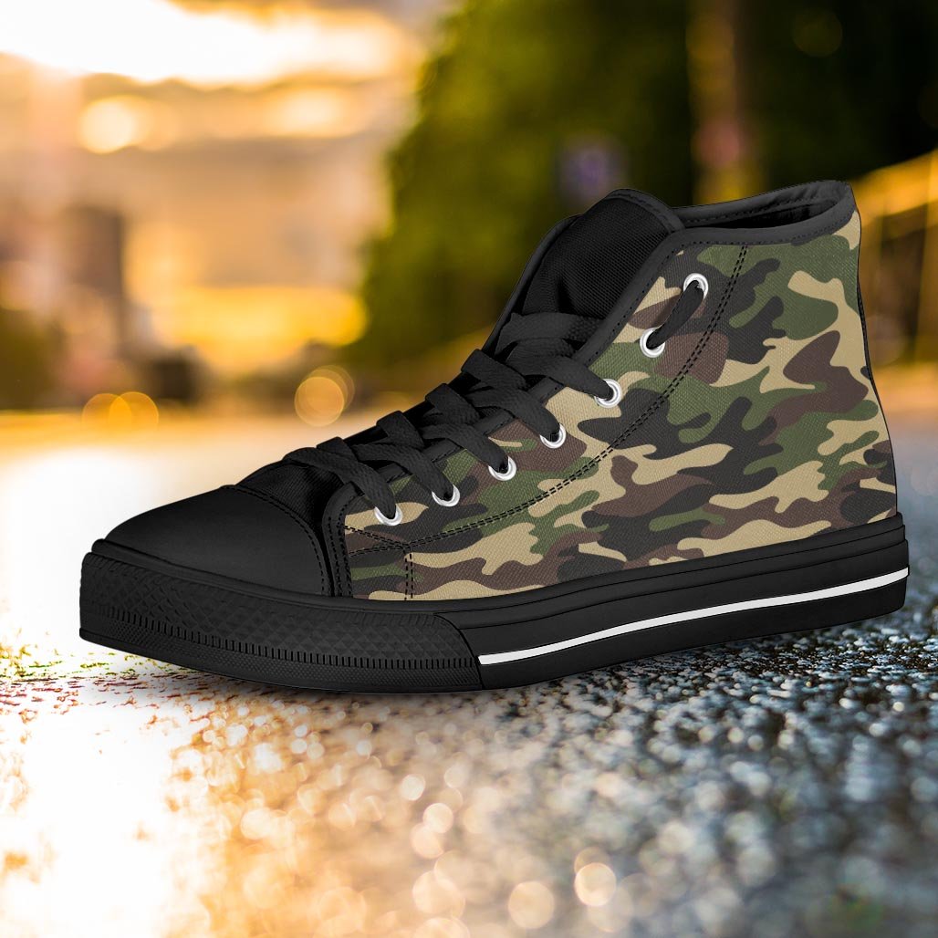 Camo Camouflage Print Women's High Top Shoes-grizzshop
