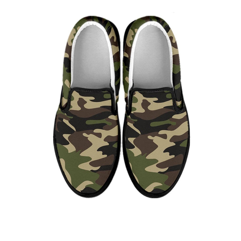 Camo Camouflage Print Women's Slip On Sneakers-grizzshop