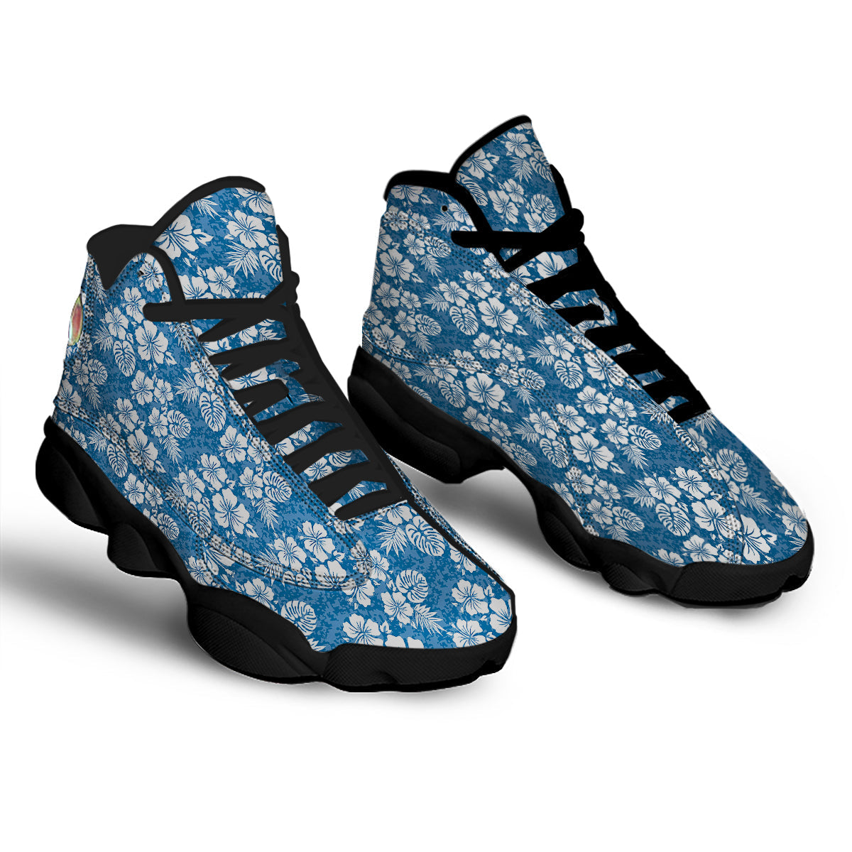 Camo Flower Aloha Hawaiian Print Pattern Black Basketball Shoes-grizzshop
