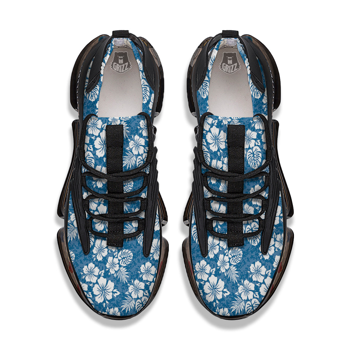 Camo Flower Aloha Hawaiian Print Pattern Black Gym Shoes-grizzshop