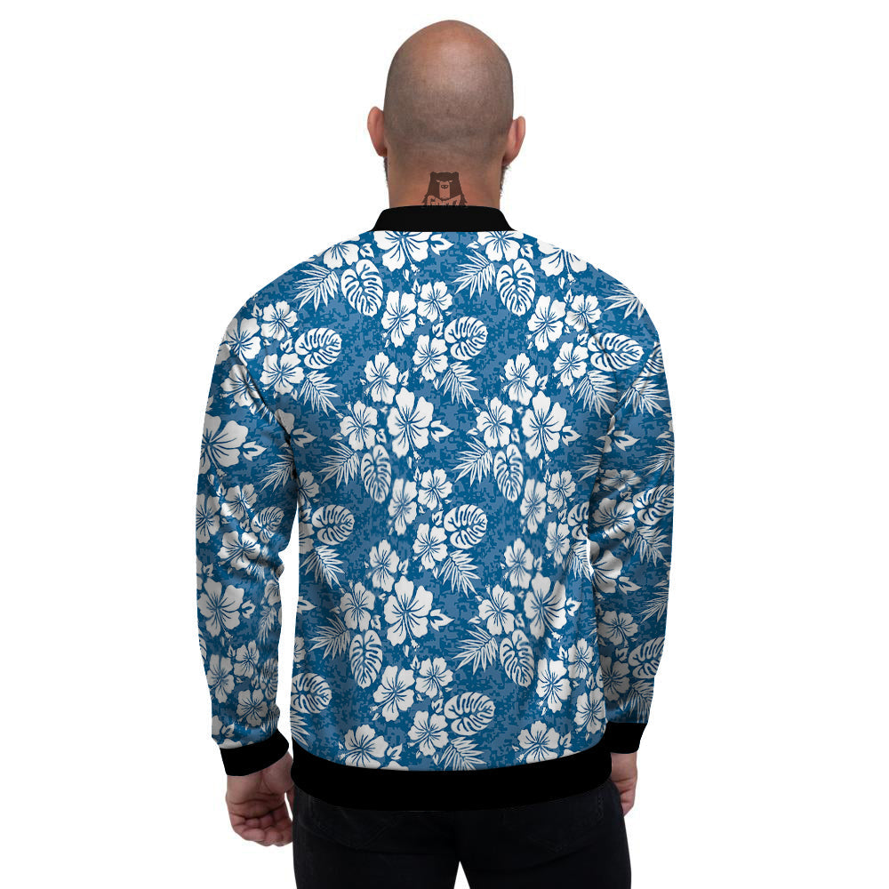 Camo Flower Aloha Hawaiian Print Pattern Men's Bomber Jacket-grizzshop