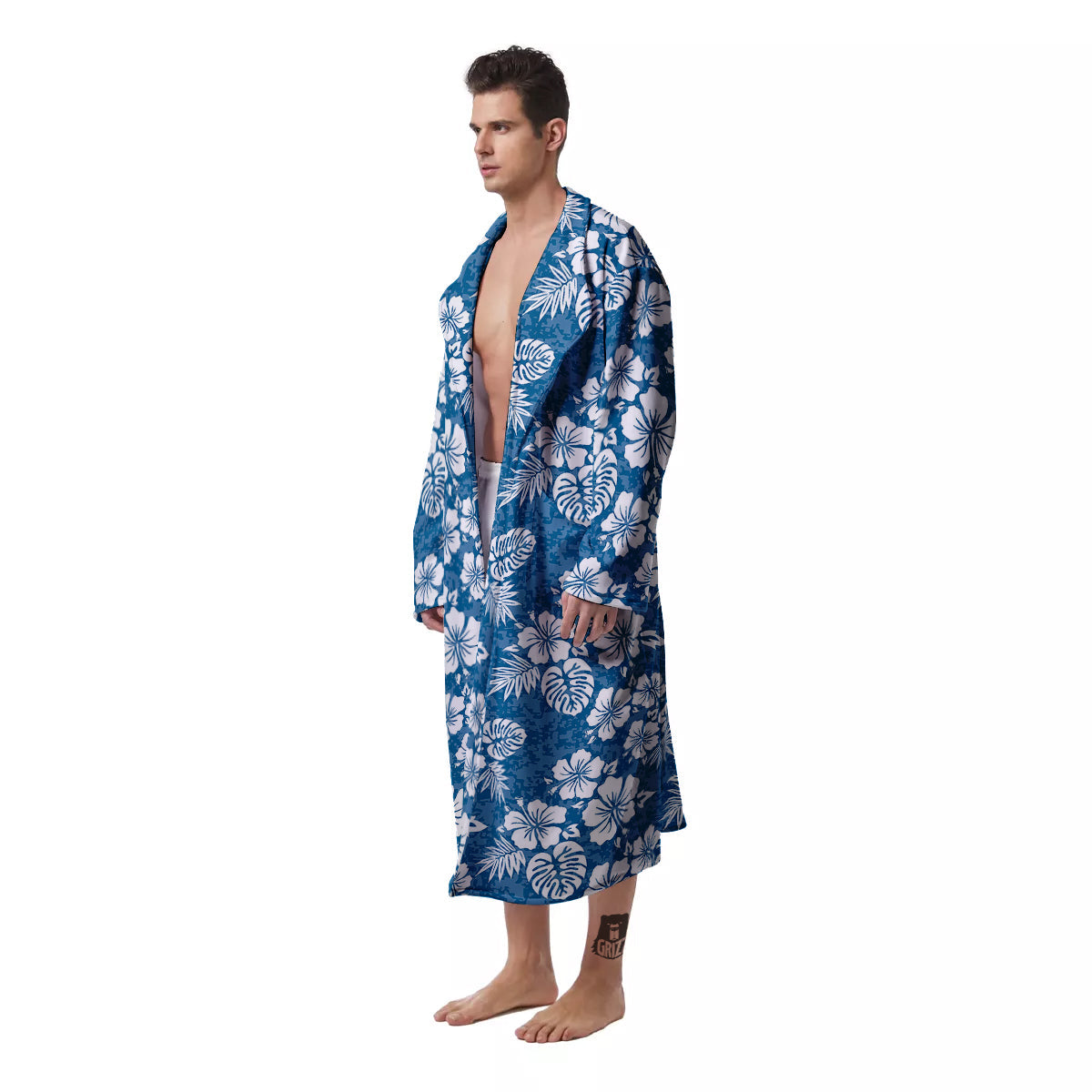 Camo Flower Aloha Hawaiian Print Pattern Men's Robe-grizzshop