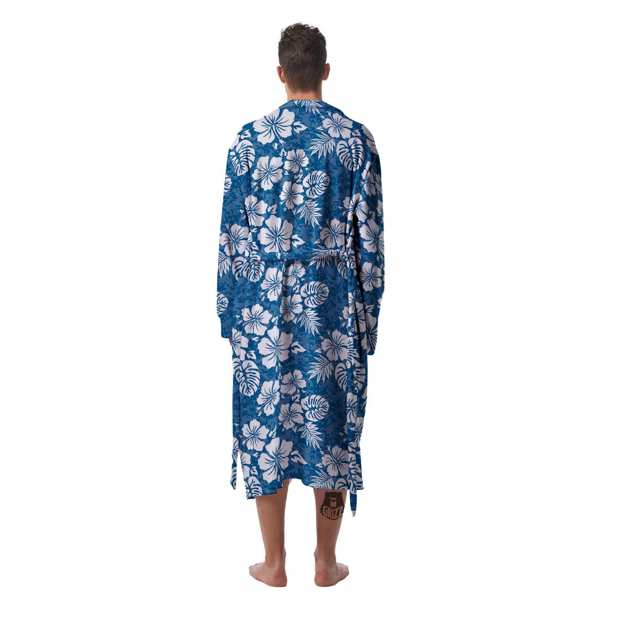 Camo Flower Aloha Hawaiian Print Pattern Men's Robe-grizzshop