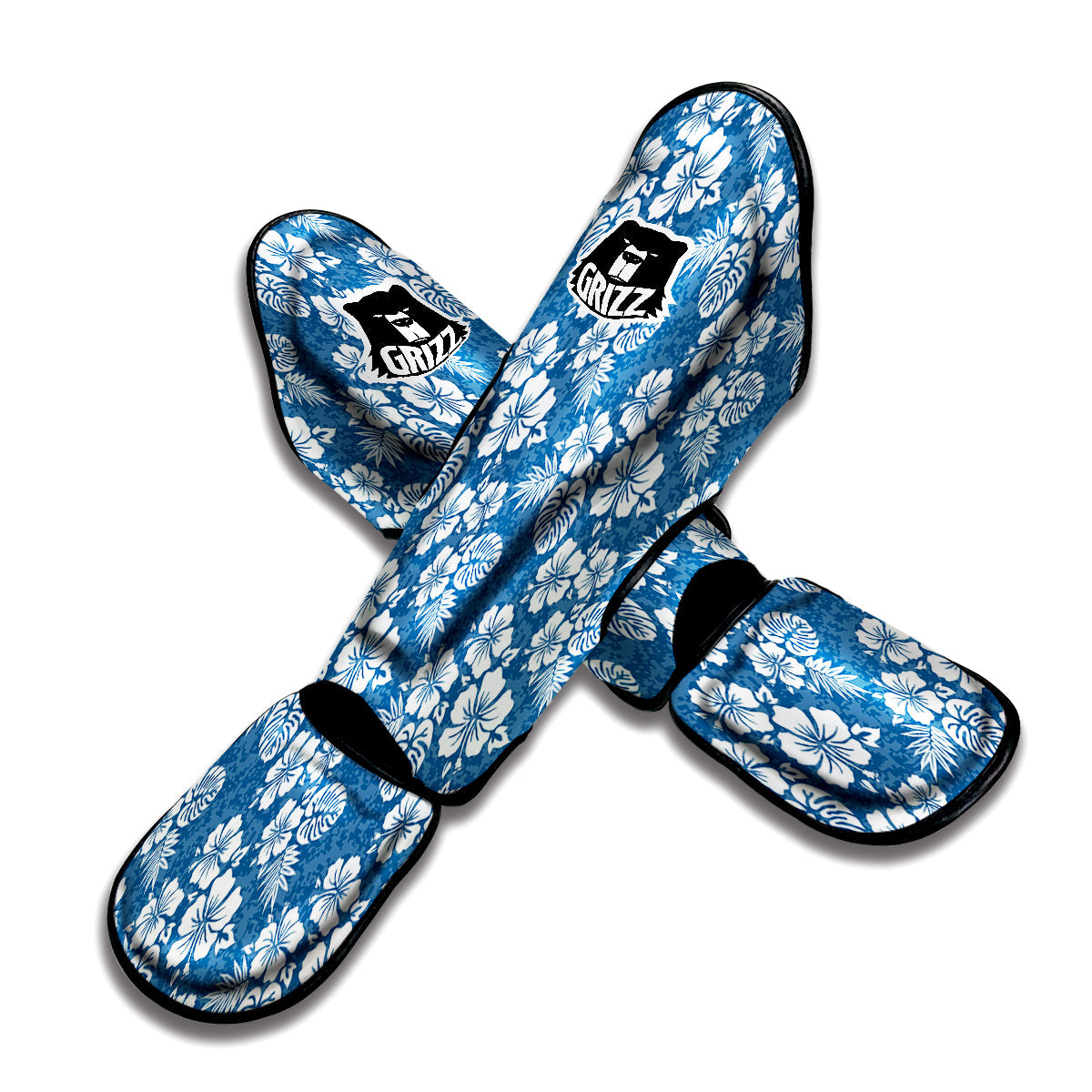 Camo Flower Aloha Hawaiian Print Pattern Muay Thai Shin Guards-grizzshop
