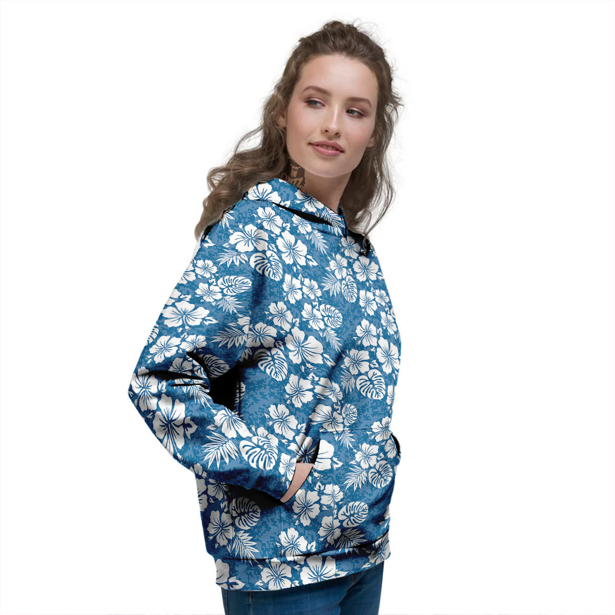 Camo Flower Aloha Hawaiian Print Pattern Women's Hoodie-grizzshop