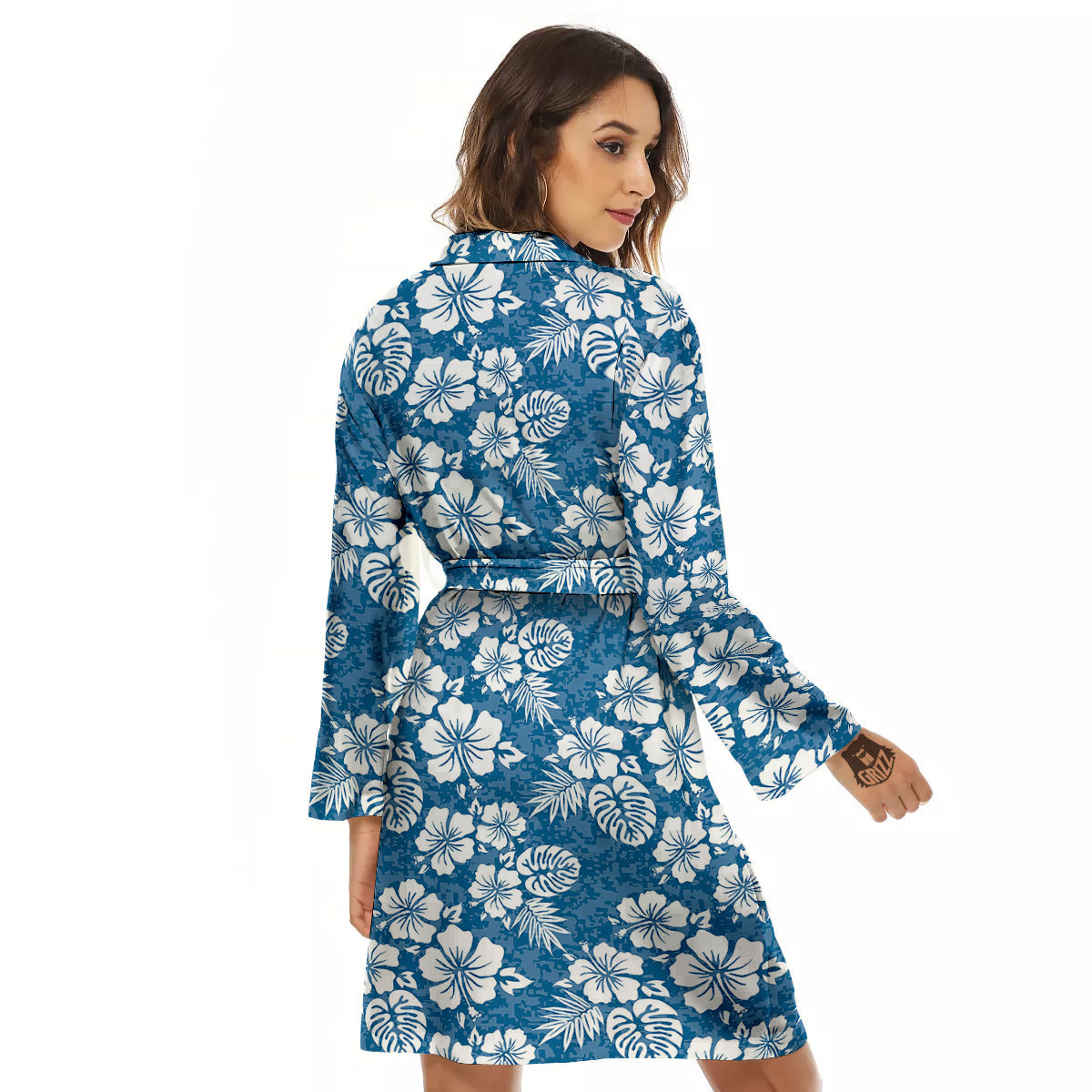 Camo Flower Aloha Hawaiian Print Pattern Women's Robe-grizzshop