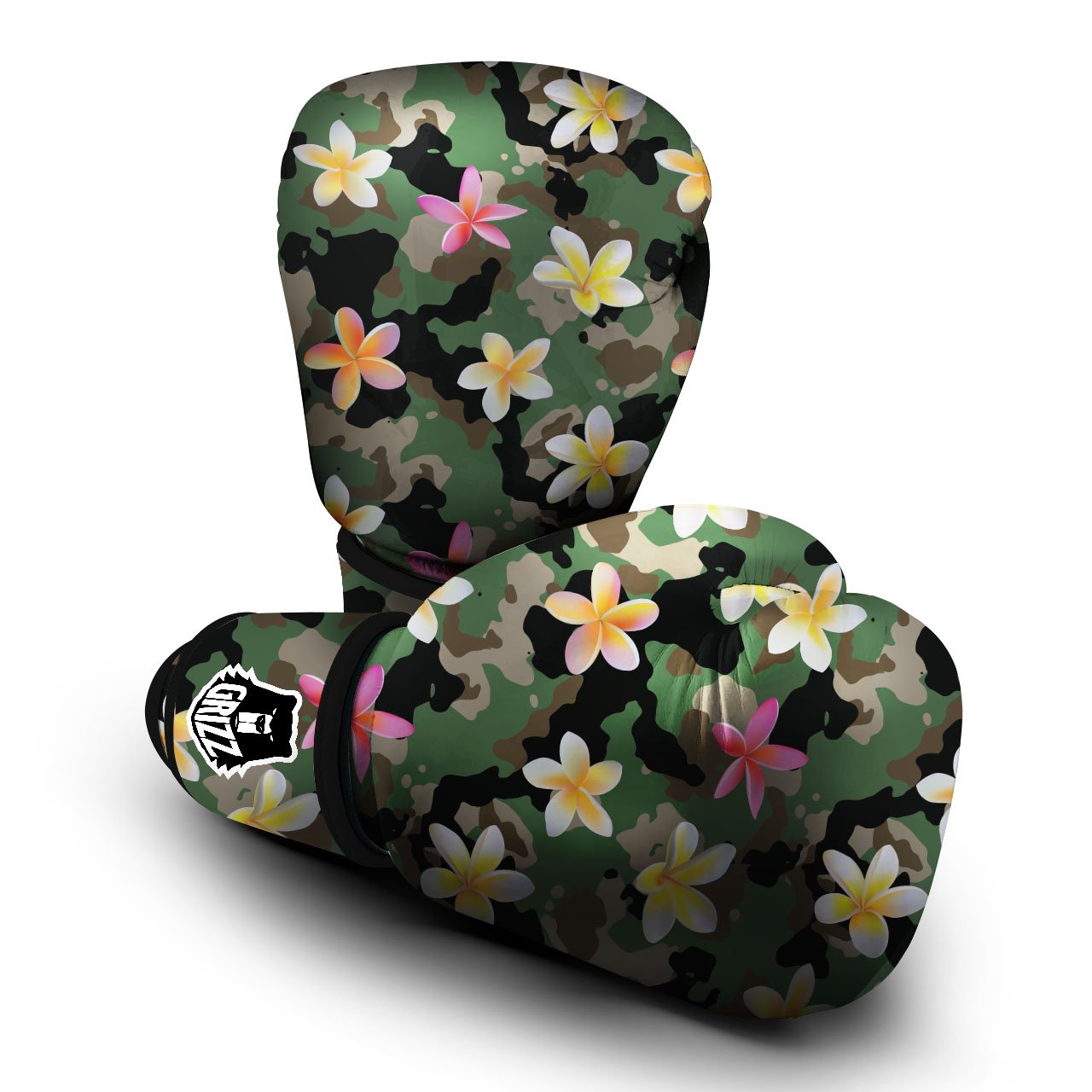 Camo Flower Military Green Print Pattern Boxing Gloves-grizzshop
