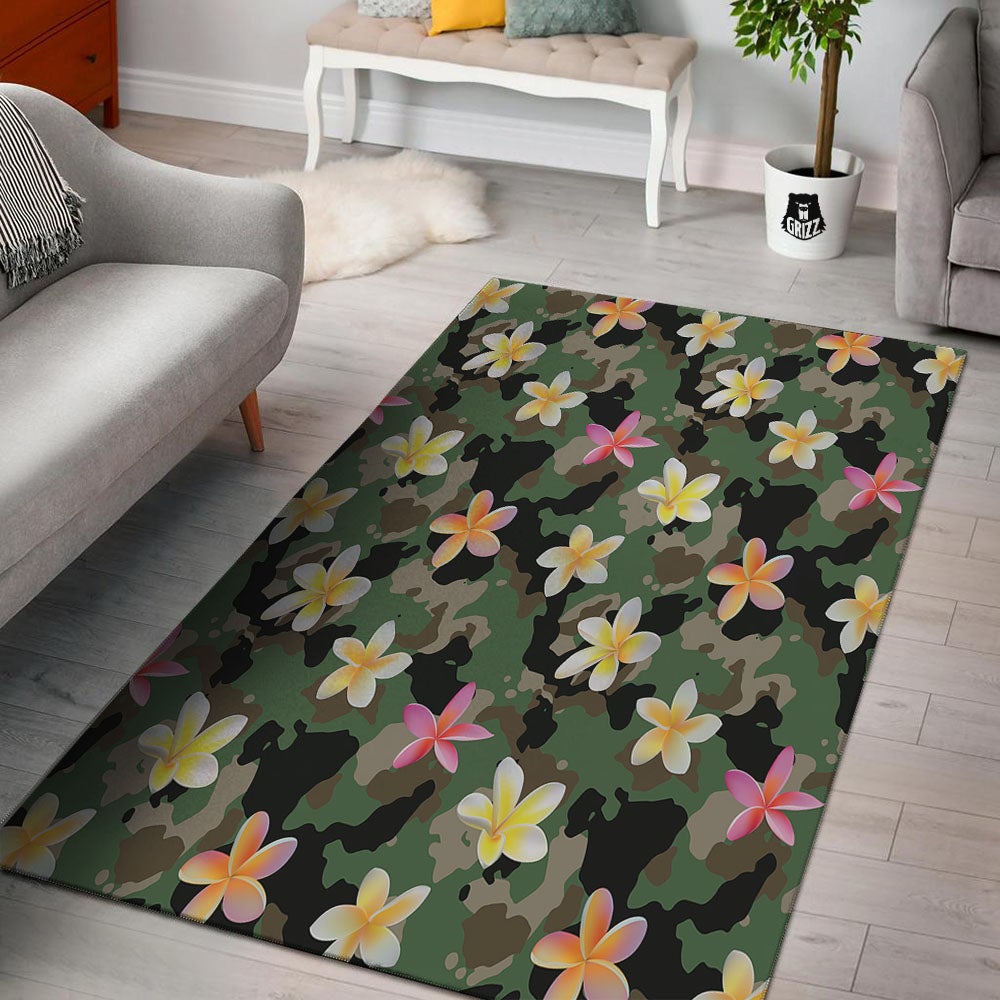 Camo Flower Military Green Print Pattern Floor Mat-grizzshop