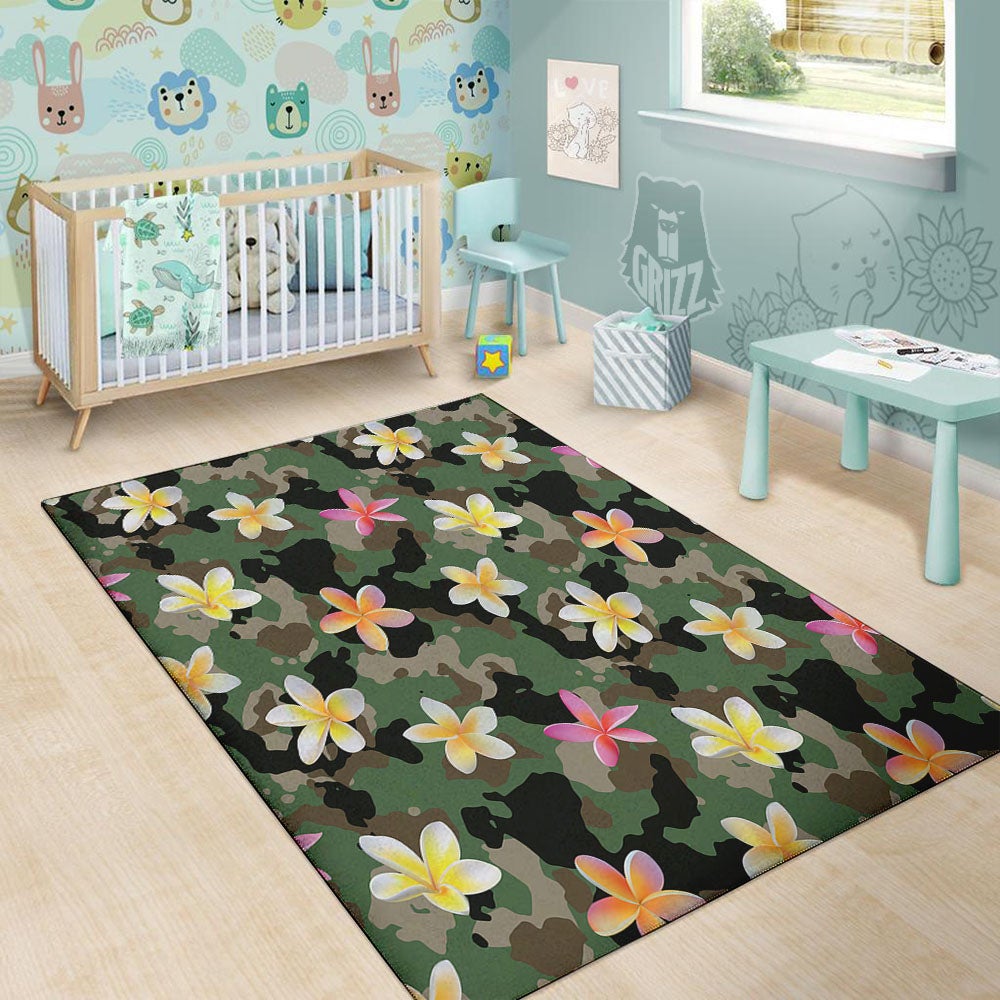 Camo Flower Military Green Print Pattern Floor Mat-grizzshop