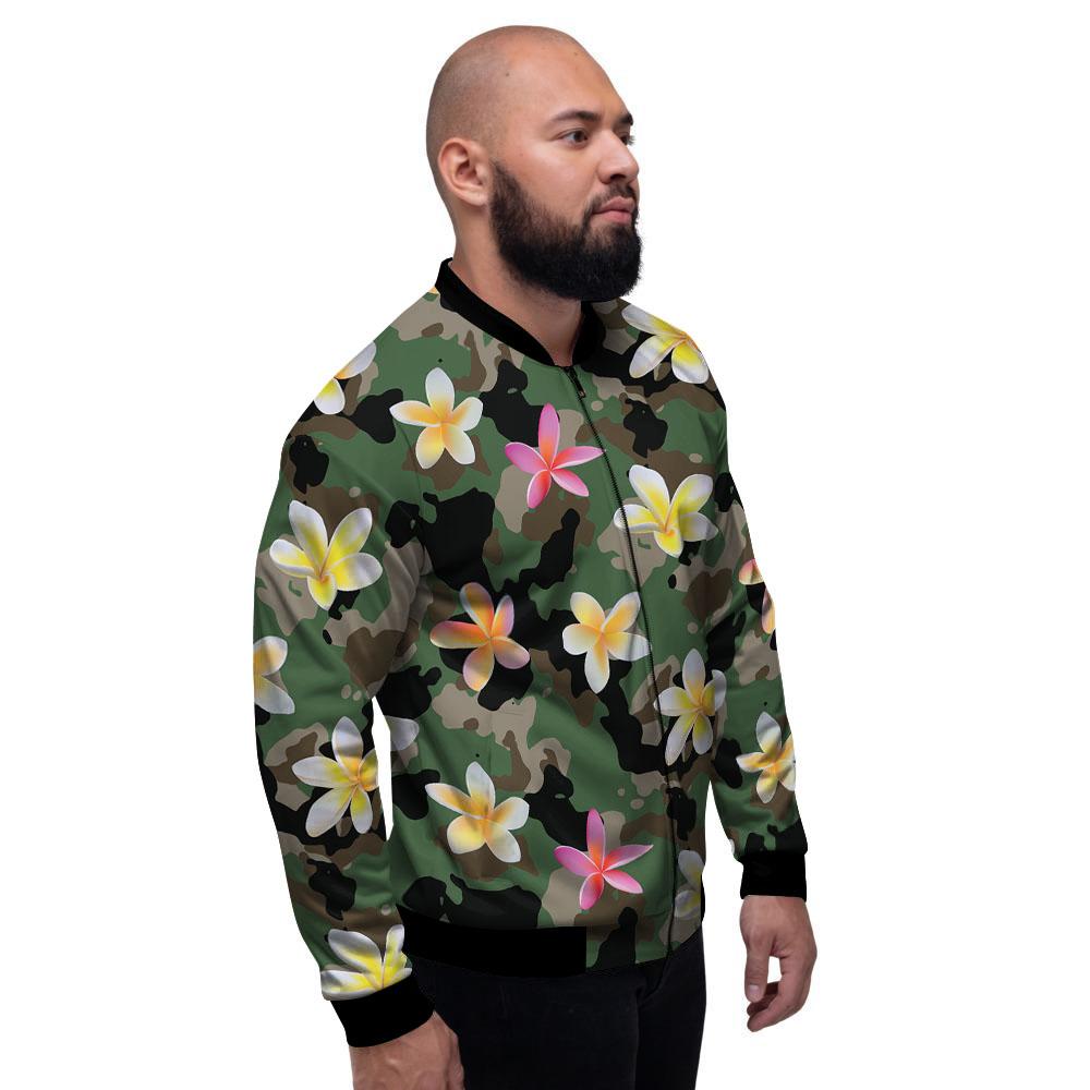 Camo Flower Military Green Print Pattern Men's Bomber Jacket-grizzshop