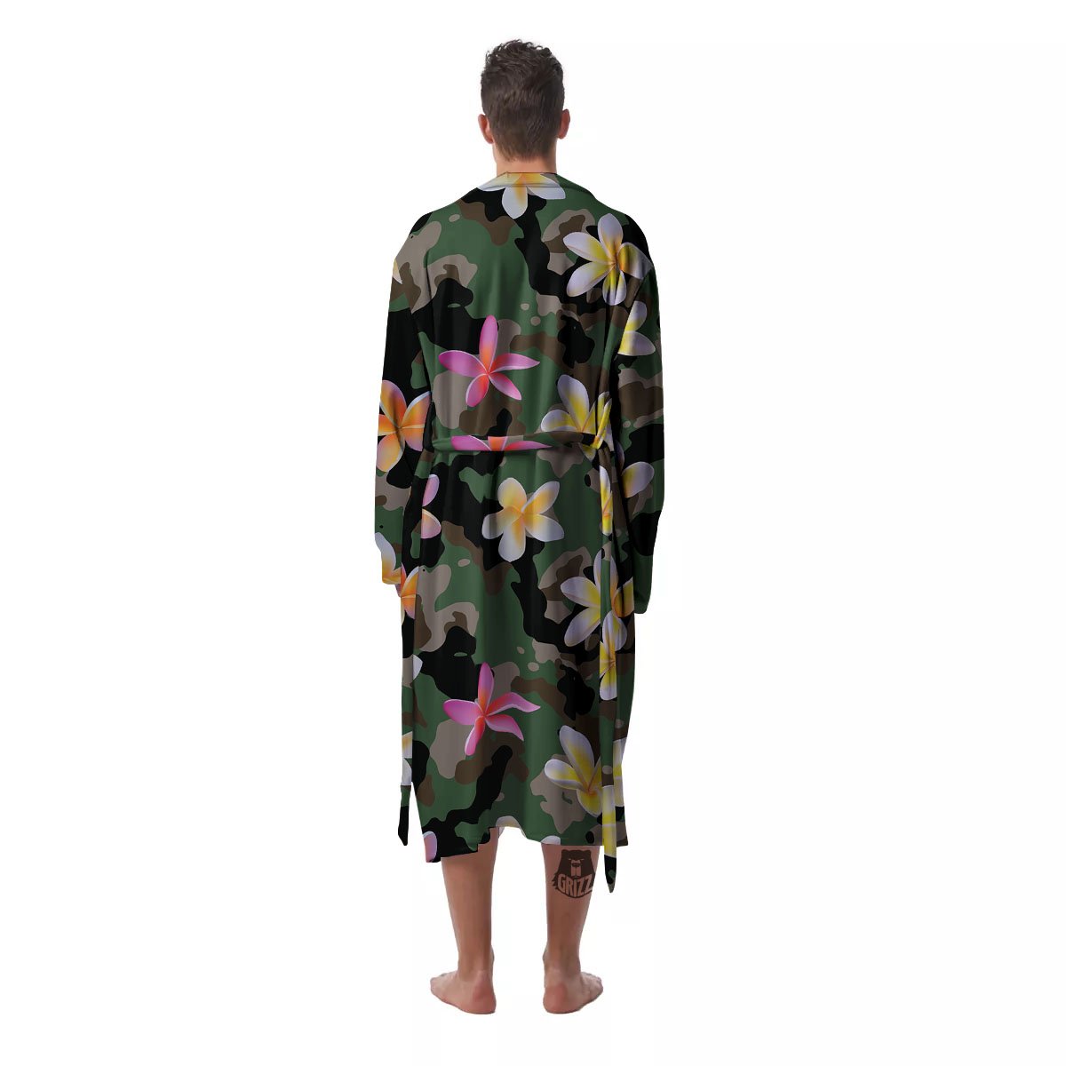 Camo Flower Military Green Print Pattern Men's Robe-grizzshop