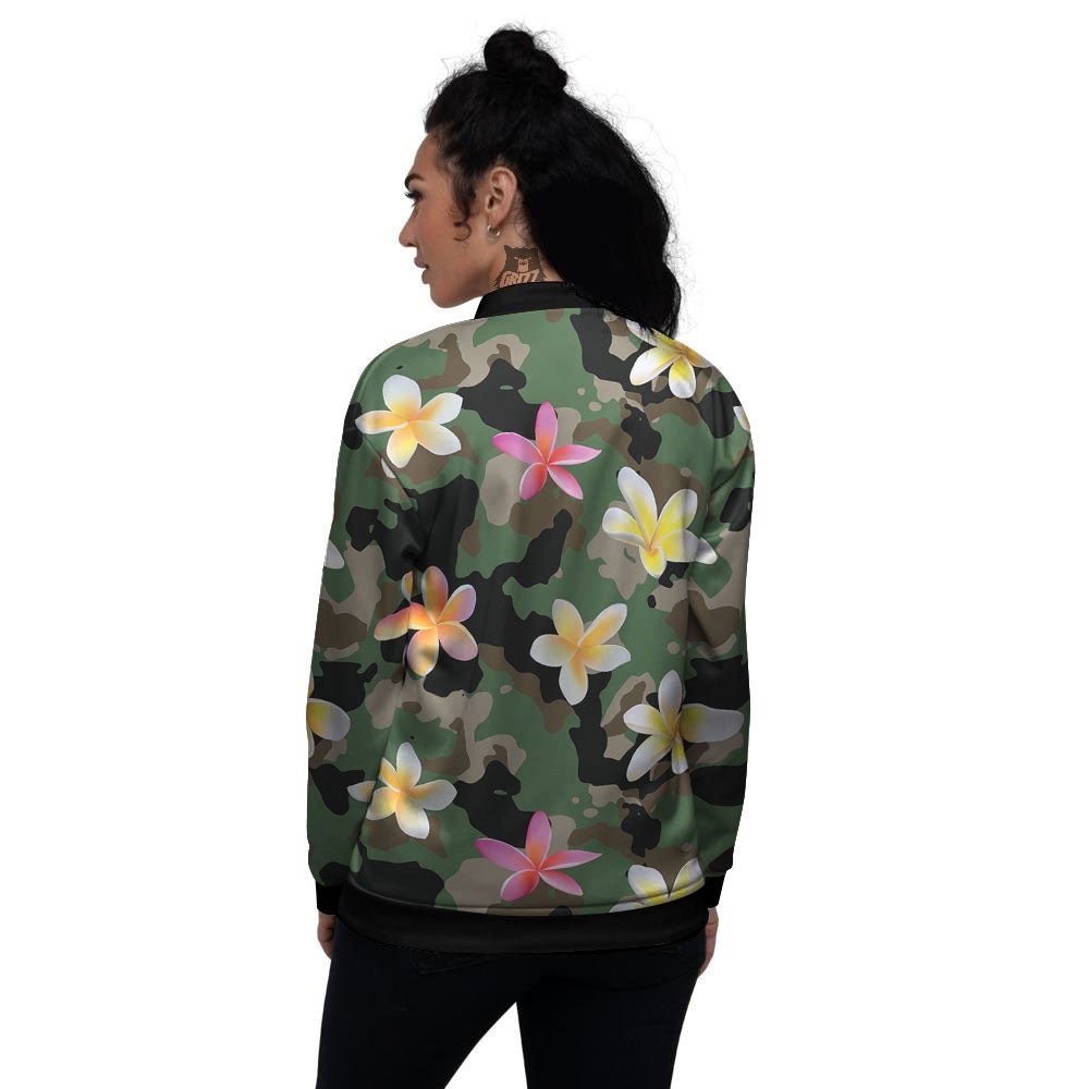 Camo Flower Military Green Print Pattern Women's Bomber Jacket-grizzshop