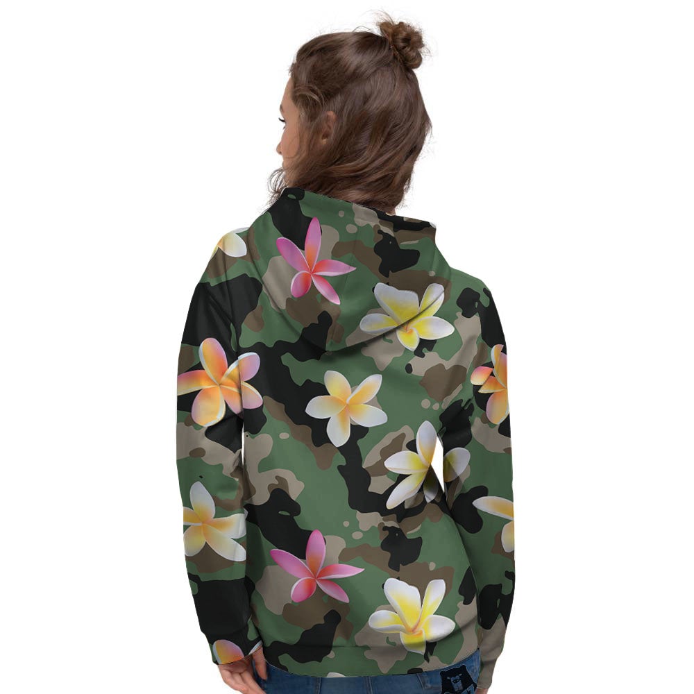Camo Flower Military Green Print Pattern Women's Hoodie-grizzshop